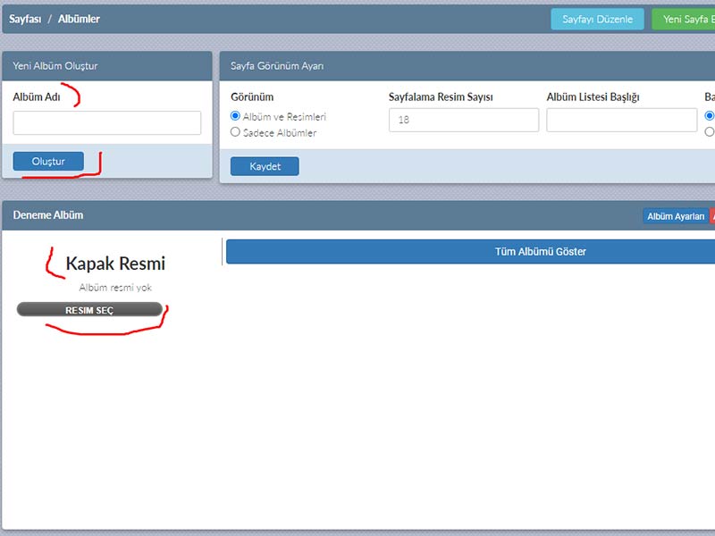 Web Siteye resim ve albüm ekleme